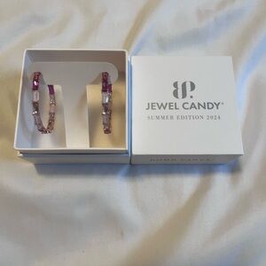 Bomb Party Jewel Candy- The Iris 
Elegant Pink and Silver Dangle Earrings